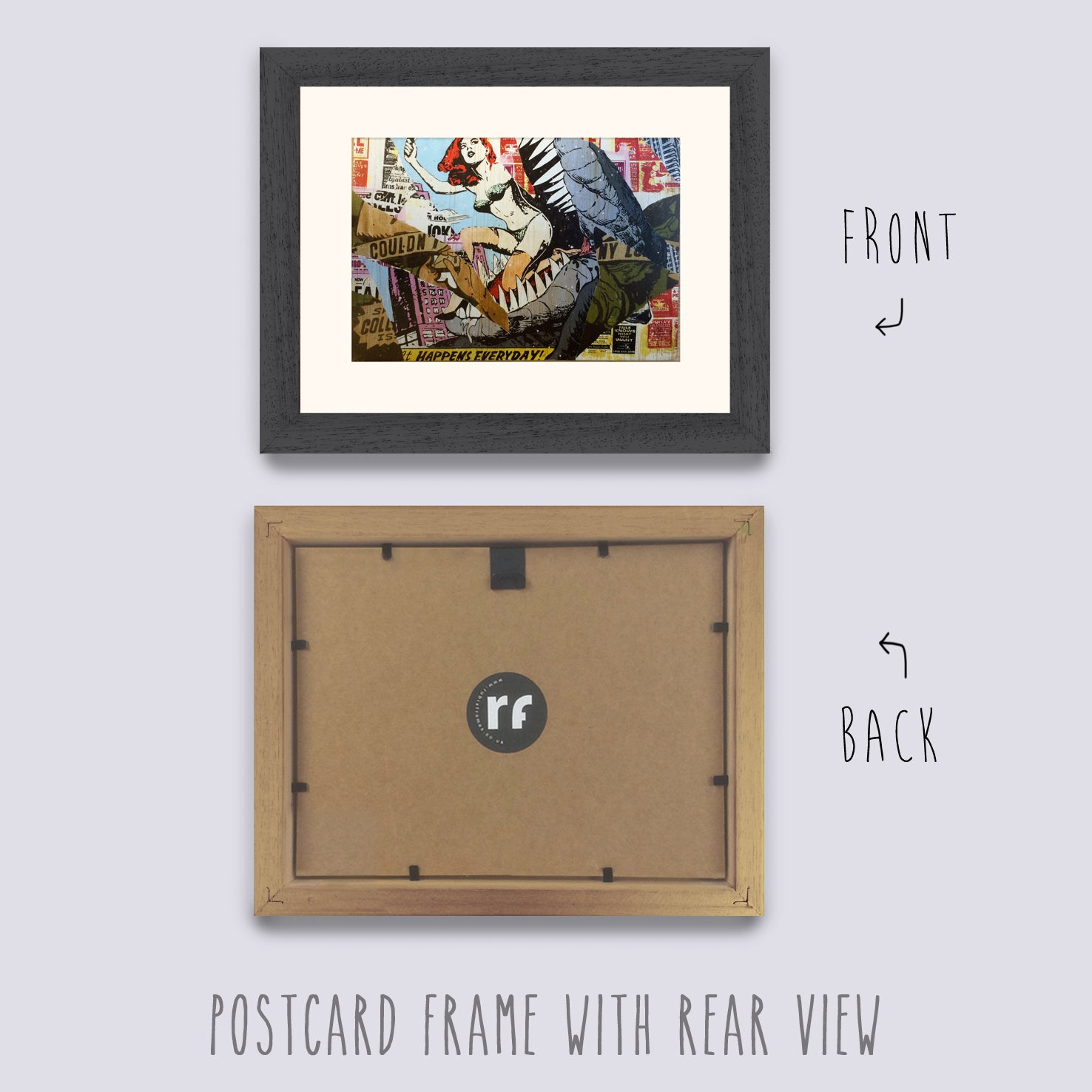 Grey - Dark (Wood Grain) Postcard Picture Frame