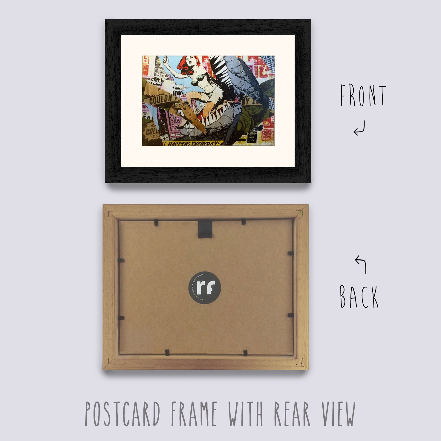 Black (Wood Grain) Postcard Picture Frame