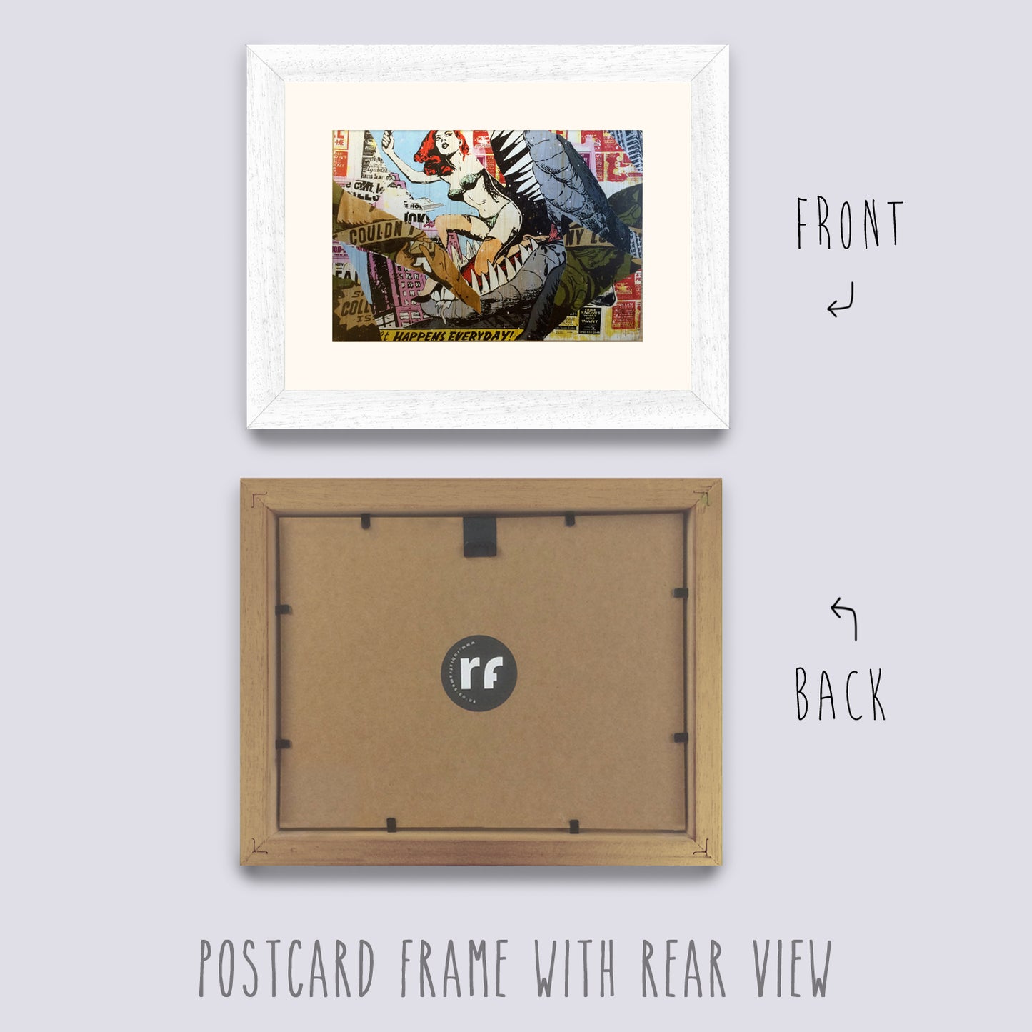 White (Wood Grain) Postcard Picture Frame