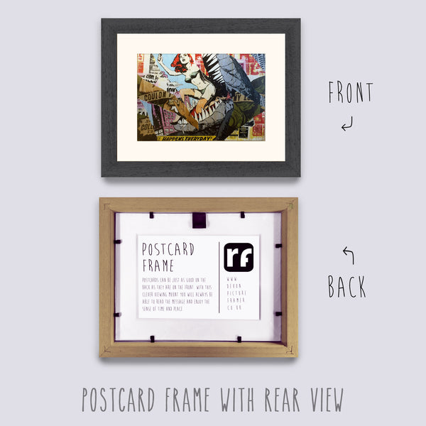 Grey - Dark (Wood Grain) Postcard Picture Frame