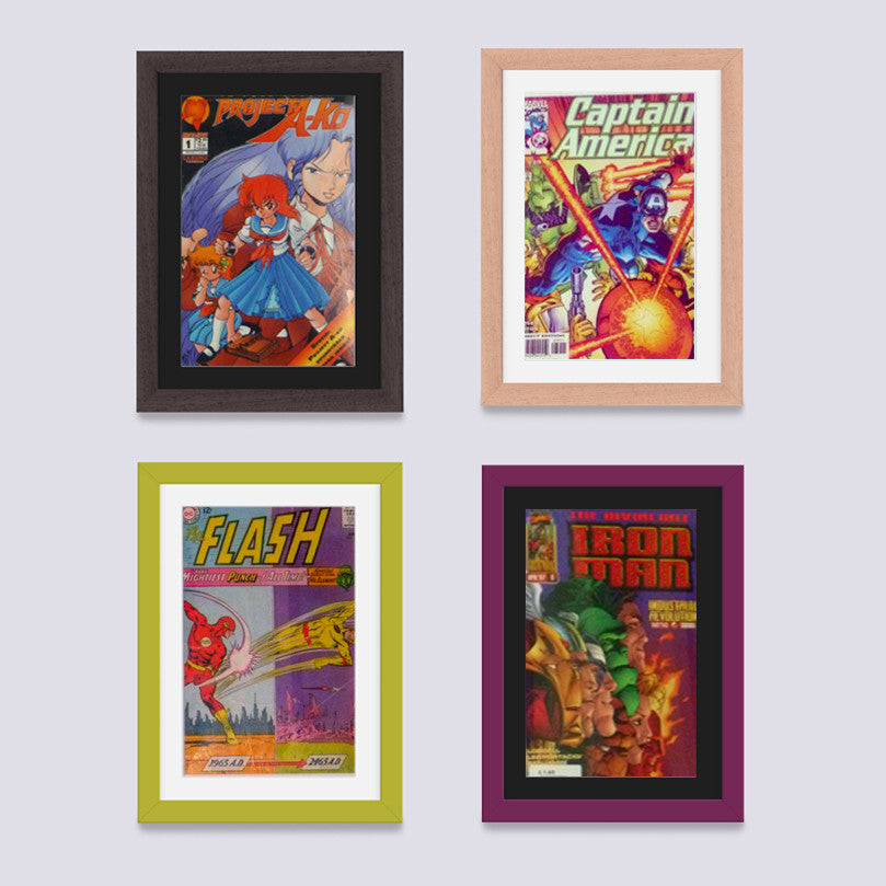 light wood comic book frames for manga comix
