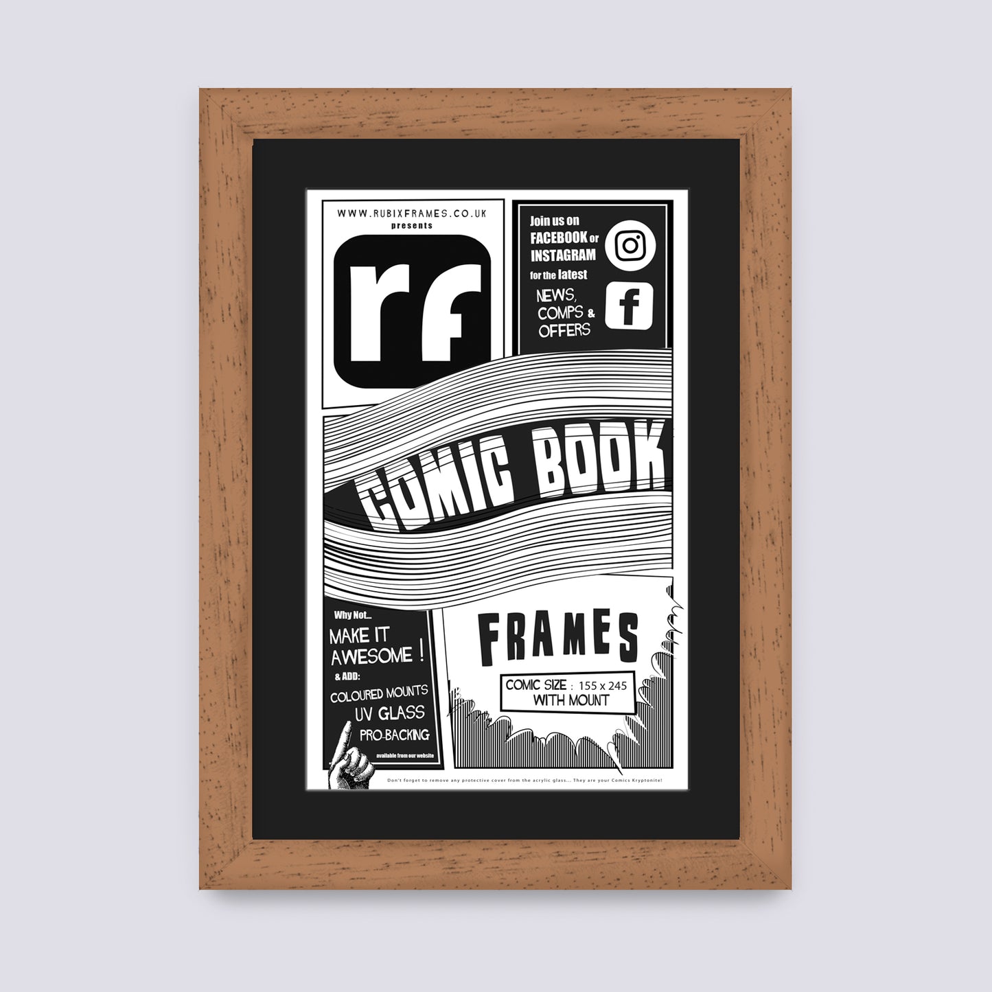 Wood (Oak Finish) Comic Book Frame