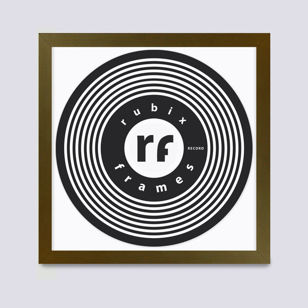 gold record frame handmade from wood with white mount