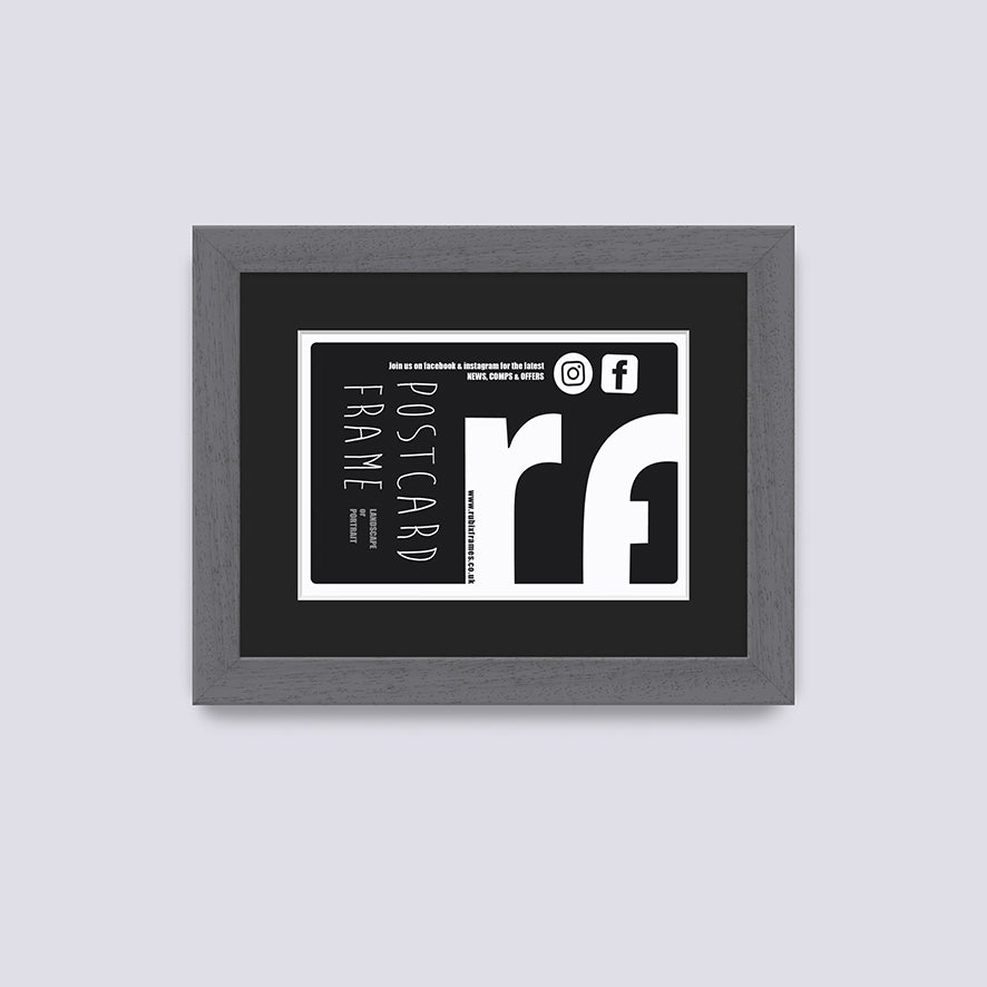 Grey - Dark (Wood Grain) Postcard Picture Frame