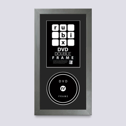 silver dvd and cover frame with black mount