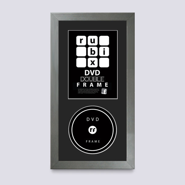 silver dvd and cover frame with black mount