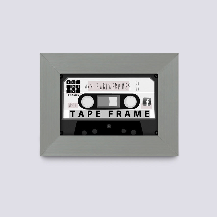 silver audio tape frame to fit cassette case or music tape