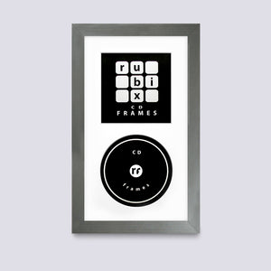 silver cd cover and disc frame with white mount