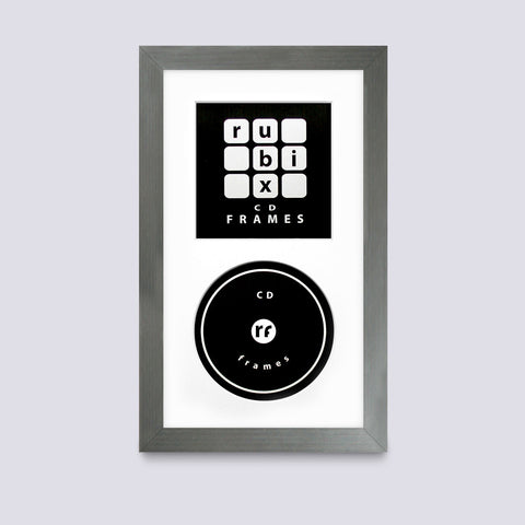 silver cd cover and disc frame with white mount