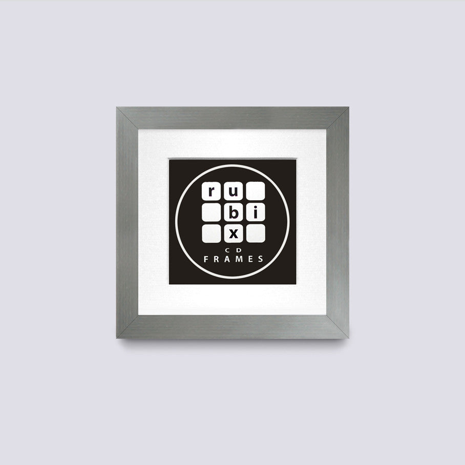 silver cd or cover frame with white mount