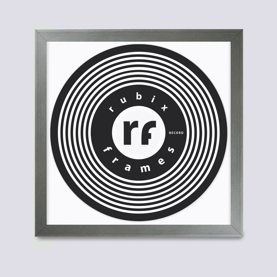 silver wood vinyl record frame handmade in UK with white mount