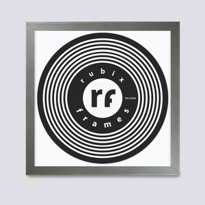silver wood vinyl record frame handmade in UK with white mount