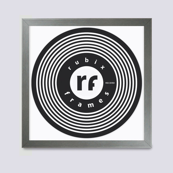 silver wood vinyl record frame handmade in UK with white mount
