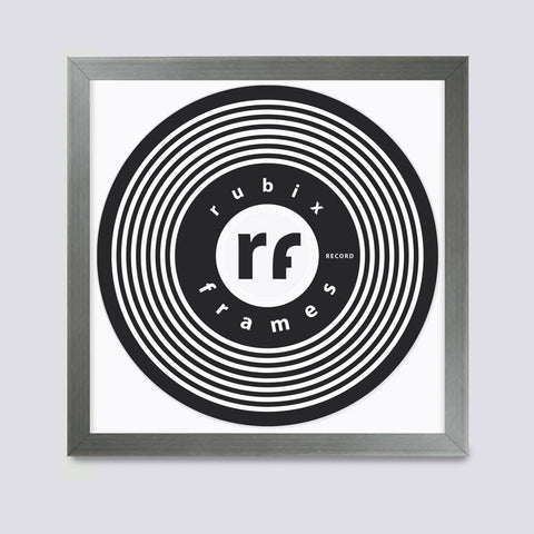 silver wood vinyl record frame handmade in UK with white mount