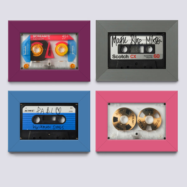 multi coloured frame for fitting audio cassette or case