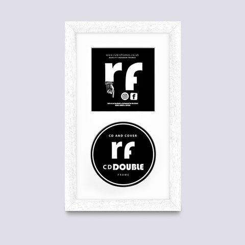 White (Wood Grain) CD Single or Double Frame