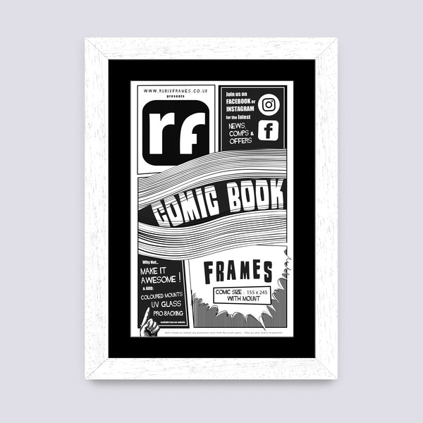 White (Wood Grain) Comic Book Frame
